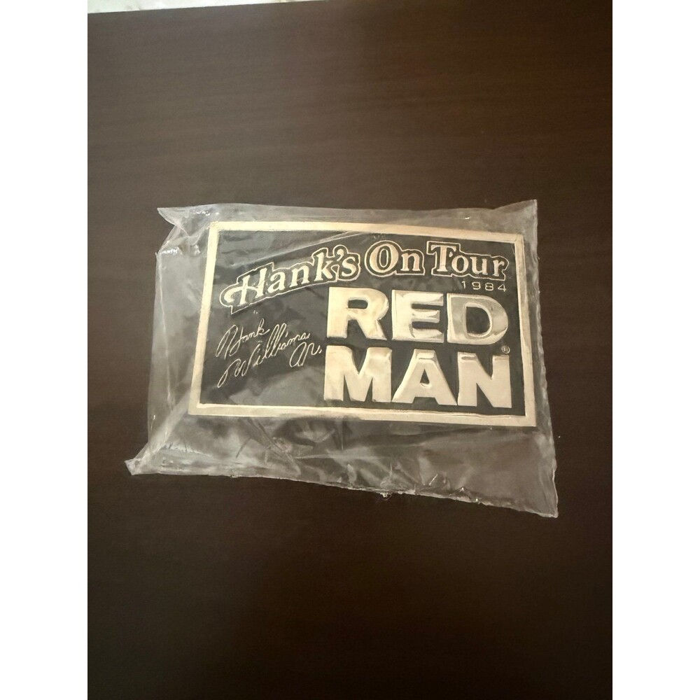 Hank Williams Jr. 1984 Hank’s On Tour Red Man Tobacco Vintage Belt Buckle Sealed